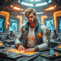 Фотки с научной фантастикой. Пилот космического корабля в футуристической кабине