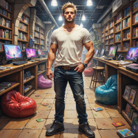 Интерьер магазина игр или библиотеки