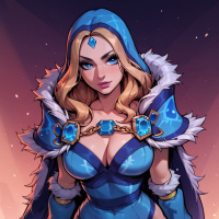 Аватарка девушки. Crystal Maiden из Dota 2 в костюме с капюшоном.