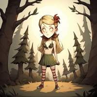 Фотки с блондинкой. Экологическая сцена из игры Don't Starve с лесной дорожкой