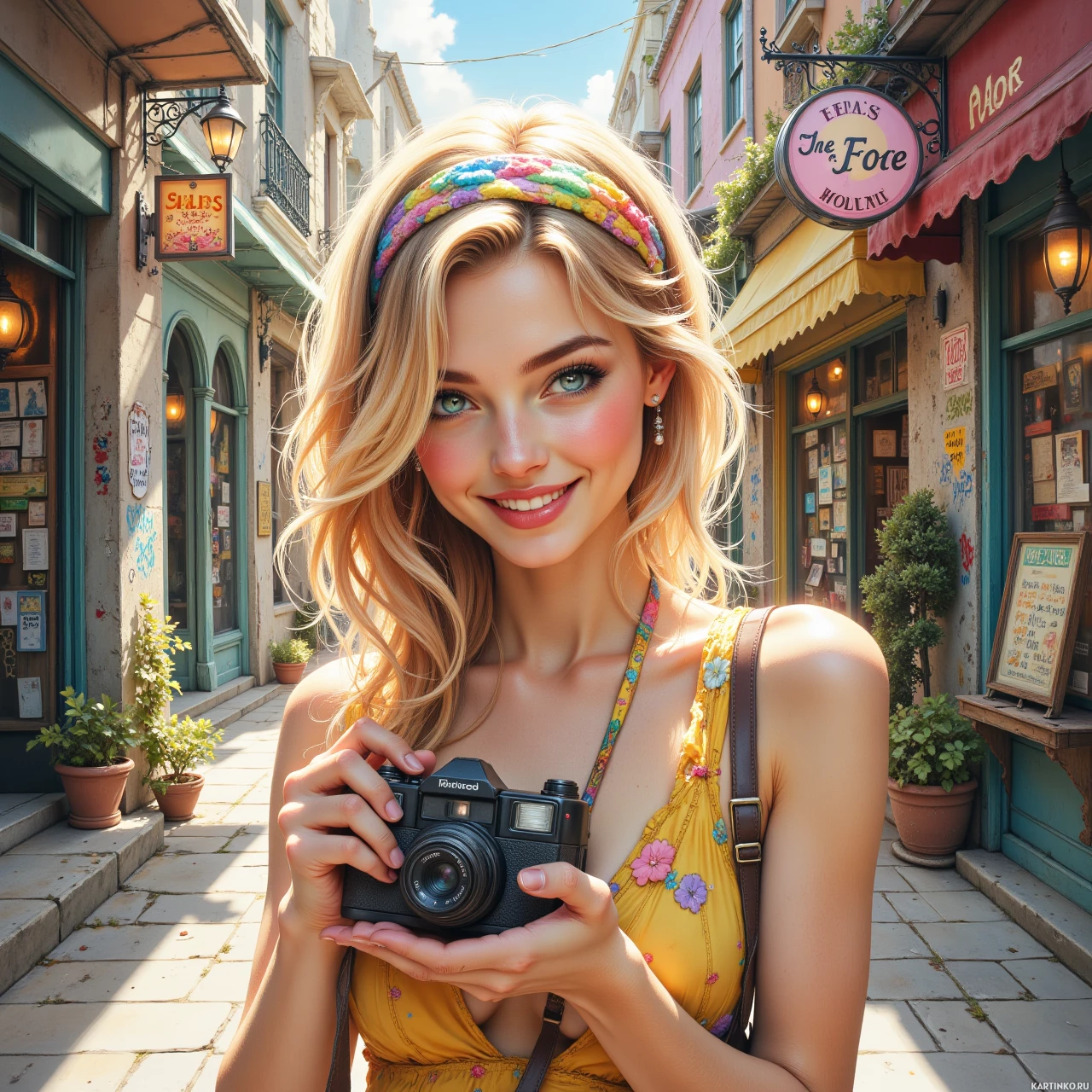 Девушка фотографирует себя на селфи