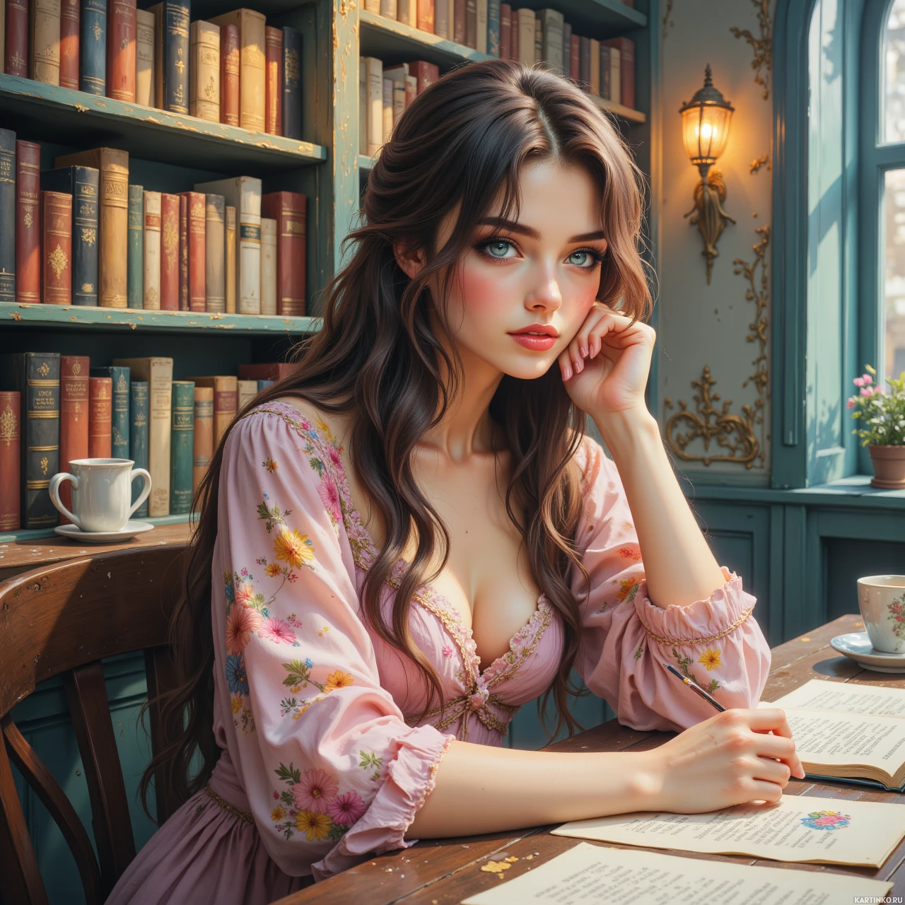 Молодая девушка, увлеченно читающая книгу