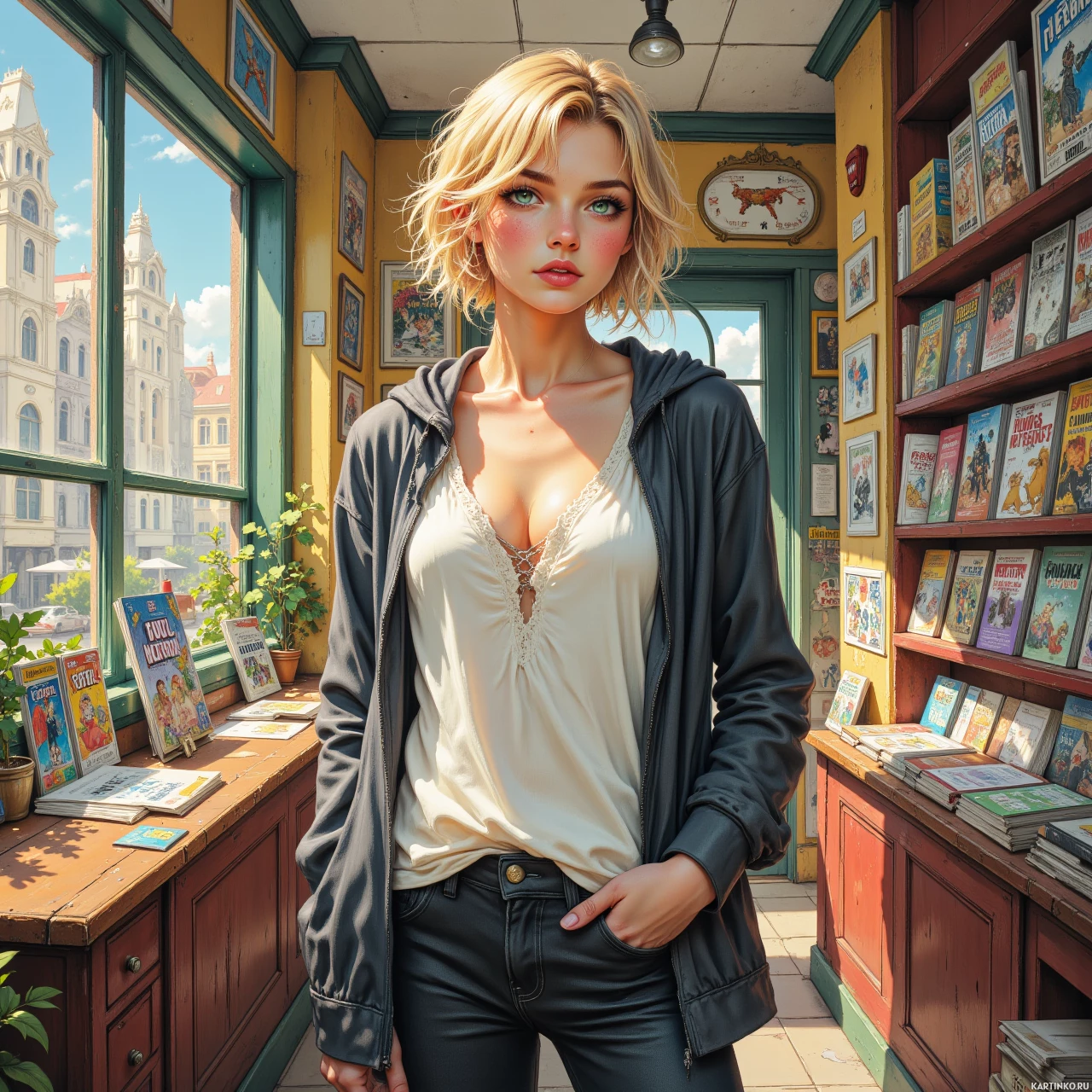 Молодая девушка демонстрирует книги
