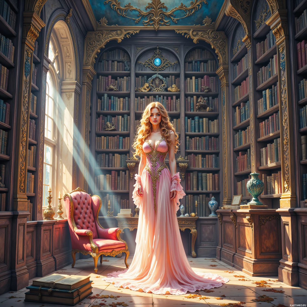Ведьма в море рукописных книг