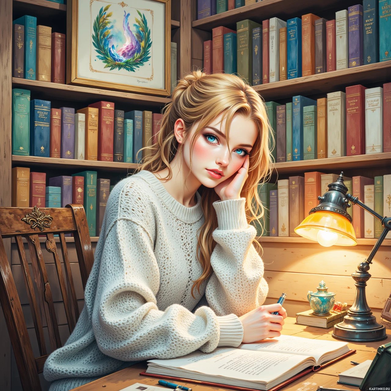 Девушка, увлеченно читающая книгу